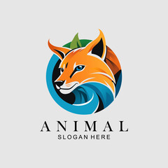 fox head illustration mascot cartoon logo design