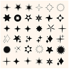 Sparkles symbols drawn illustration style doodle and line art