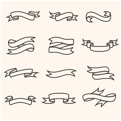 Doodle sketch style of ribbon banner hand drawn illustration. Illustration style doodle and line art