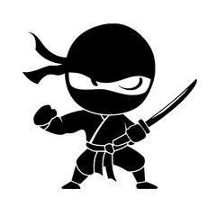 Ninja Ninjas Cute Black and White Silhouette Vector SVG Laser Cut Print Generative AI