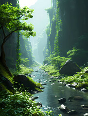 Rainforests Landscape, A Stream In A Forest