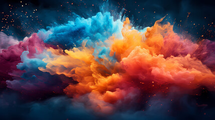 Fototapeta premium Dust explosion Holi background, indian traditional festival