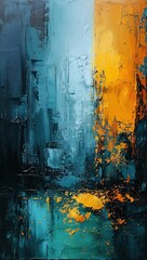 Abstract Urban Melancholy in Blue and Yellow