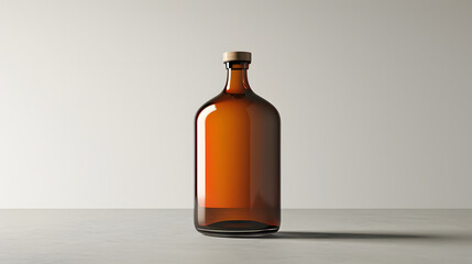 elegant amber glass bottle, glass bottle mockup isolated on white