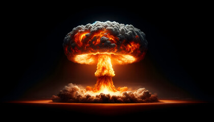 Atomic Apocalypse: A Fearsome Mushroom Cloud Rising in an Explosive Display.
Generative AI.