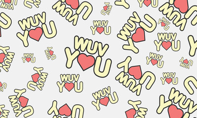 seamless pattern with hearts I LOVE YOU Background