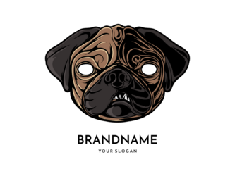 Pug head face logo vector