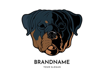 Rottweiler head face logo vector