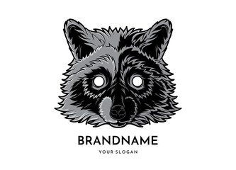 Raccoon head face logo vector