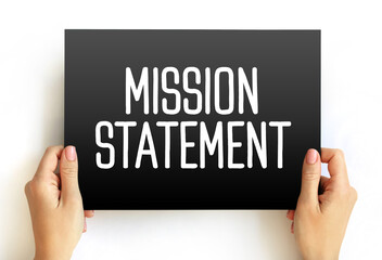 Mission Statement text quote on card, concept background