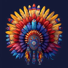 Fall Fashion: Colorful Feathered Headpiece Generative AI