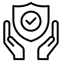 Insurance hand line icon. Risk coverage sign. Policyholder protection symbol. Quality design element.