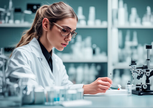 portrait of a female researcher working in a laboratory