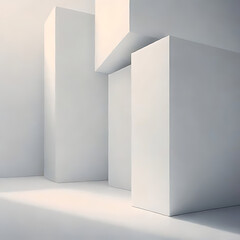 Abstract white background, white cube boxes block background wallpaper