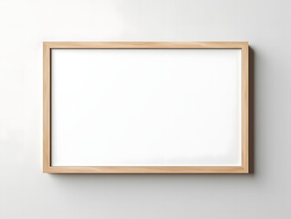 3D blank wooden frame mockup in the wall