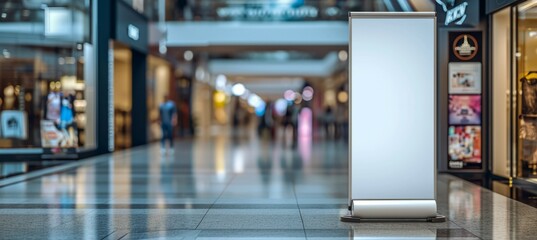 Fototapeta premium Promotion long poster at mall. Generative AI technology.