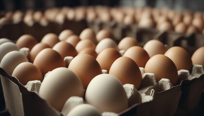 organic eggs boxed at the egg farm
