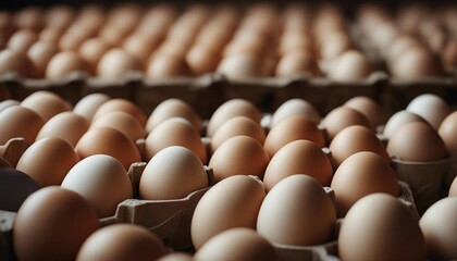 organic eggs boxed at the egg farm
