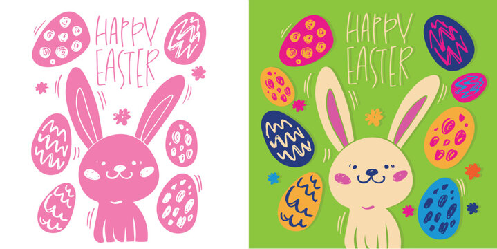 Lettering  about Easter for flyer and print design. Vector illustration. Templates for banners, posters, greeting postcards. 100% vector file