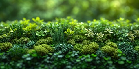 Close-up of vibrant green moss and textured vegetation creating a beautiful natural pattern in a forested environment.