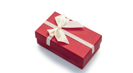 Red gift box on a white background. - 717657108