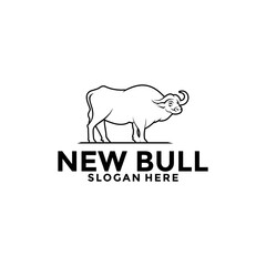 Creative Bull Buffalo Line Art logo vector , Bull Logo design template