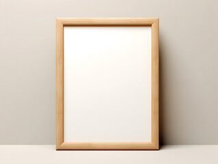3D blank wooden frame mockup in the wall