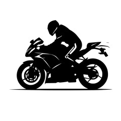 Obraz na płótnie Canvas Motorcycle Motorbike Racing Black and White Silhouette Vector SVG Laser Cut Print Generative AI