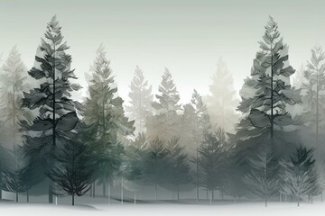 Transparent background with pine trees. Generative AI