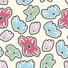 Cute seamless pattern with flowers. Floral vector background, print, design