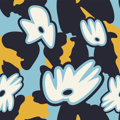 Cute seamless pattern with flowers. Floral vector background, print, design