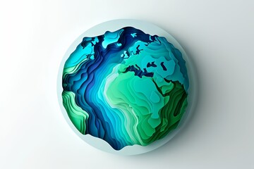Planet Earth paper cut illustration on white background
