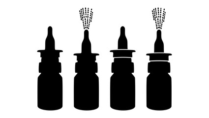 Nasal sprays emblem, black isolated silhouette