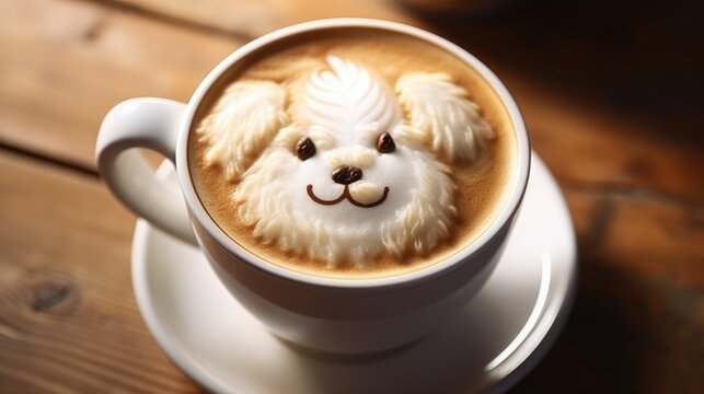 Coffee latte art, beautiful art, lovely animal art, make your special happy day with coffee