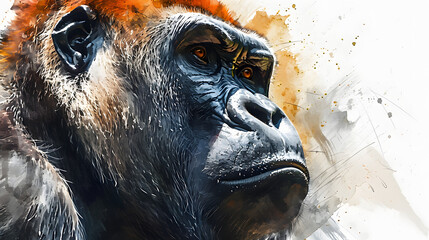 illustration with the drawing of a Gorilla - obrazy, fototapety, plakaty