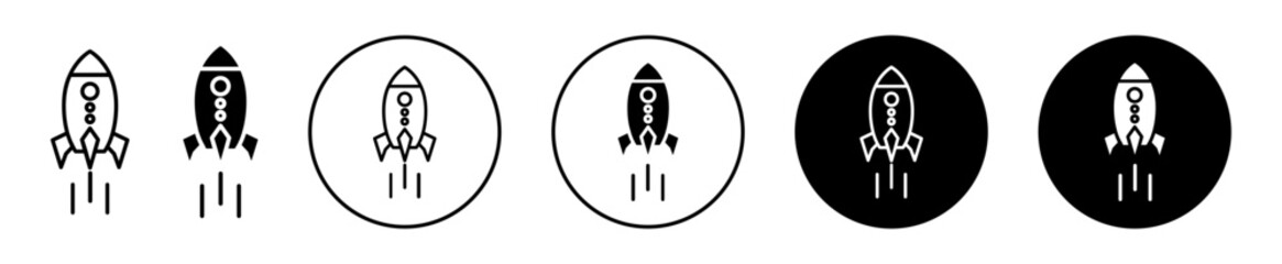 Spacecraft launch vector icon set collection. Spacecraft launch Outline flat Icon.