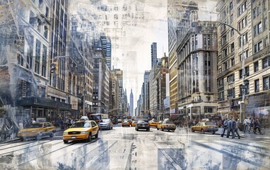 A collage blending photography and graphic elements, showcasing a cityscap
