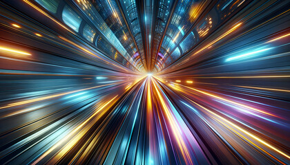 Interstellar Overdrive: Swirling Star Tunnel.
Generative AI. - obrazy, fototapety, plakaty