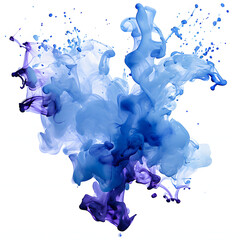 Blue ink stain on a transparent background.