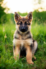 puppy in a field in nature. Selective focus.