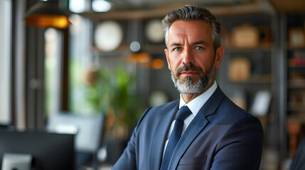 Fototapeta premium Businessman, office, middle-aged, mature, meeting man, corporate manager, black