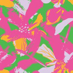 Fototapeta na wymiar Colourful Abstract Floral Seamless Pattern Design