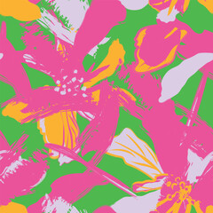 Colourful Abstract Floral Seamless Pattern Design