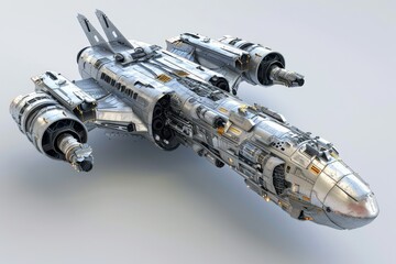 detailed and realistic model of a futuristic spaceship - obrazy, fototapety, plakaty