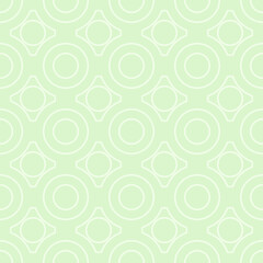Green seamless background with circles and arcs, texture pattern for wallpaper and textile. Natural summer mosaic pattern of geometric shapes in trendy style.