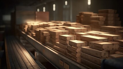 cardboard carton on factory distribution line