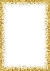 Glitter gold frame , a4 rectangle border for text isolated.