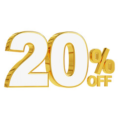 Gold and white 20% off discount 3d design