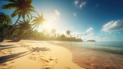 paradise white sand beach with coconut tree landscape