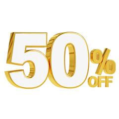 Gold and white 50% off discount 3d design